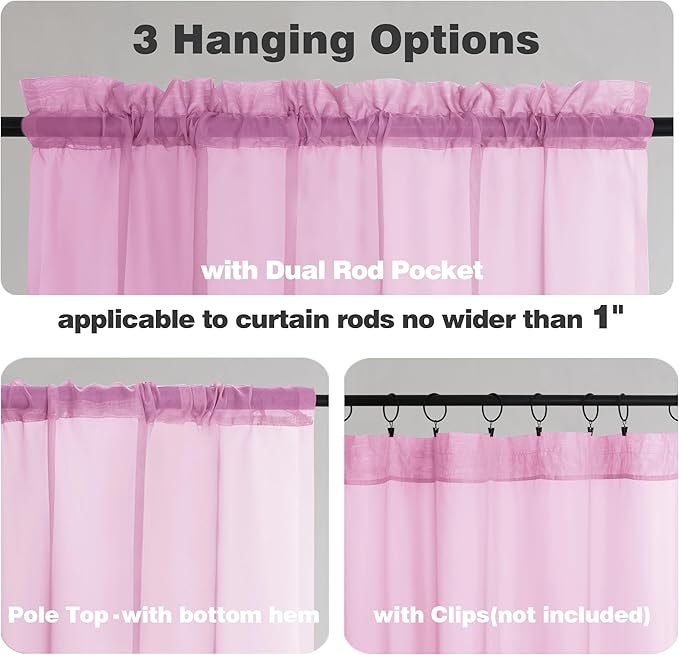 Chyhomenyc Pink Sheer Curtains 108 Inches Long - Image 7