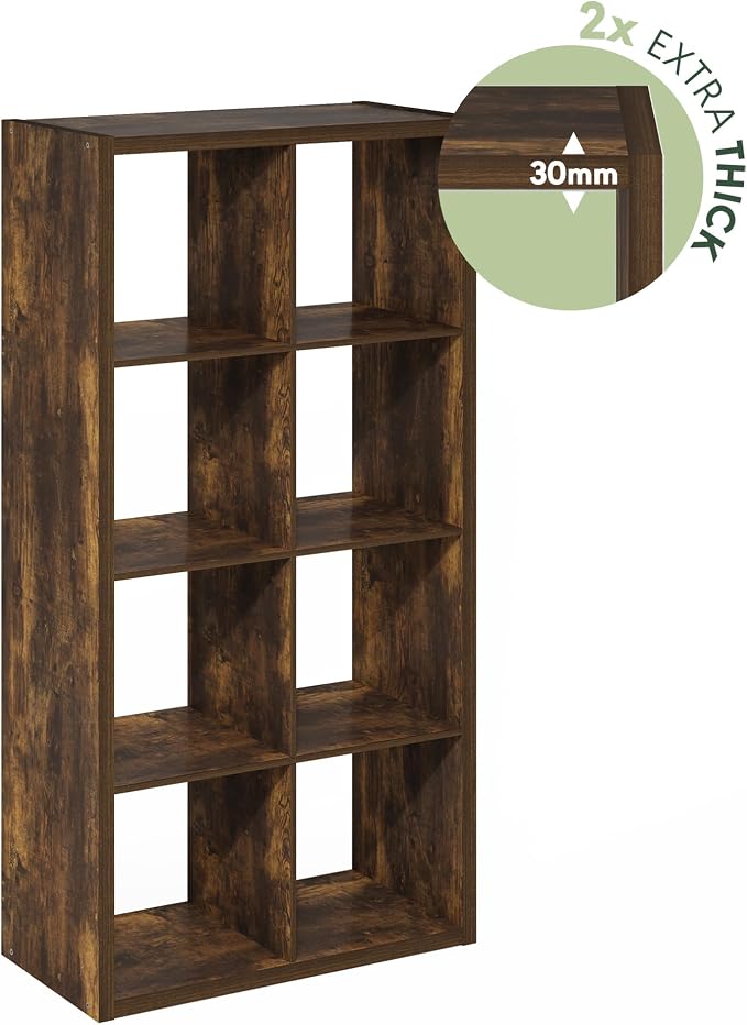 Furinno Cubicle Book Shelf, 8-Cube Bookshelf, Extra Thick Frame Horizontally & - Image 7