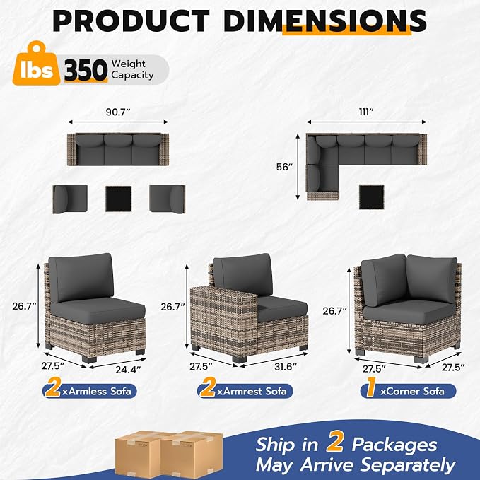 Patio Furniture Set, Wide Armrest Outdoor Furniture Set - Image 5