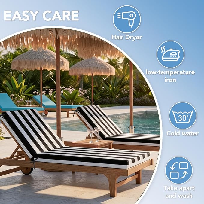 L'AGRATY Outdoor Lounge Chaise Cushion: 72x21x3 Inch Waterproof Lounge Chair - Image 7