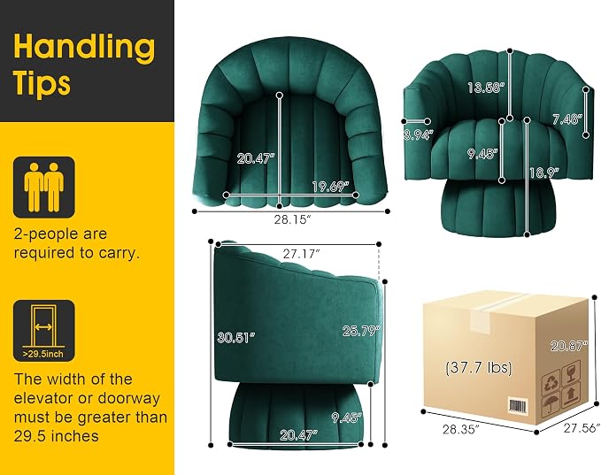 Dewhut Swivel Accent Chair, 360° Swivel Barrel Chair - Image 3