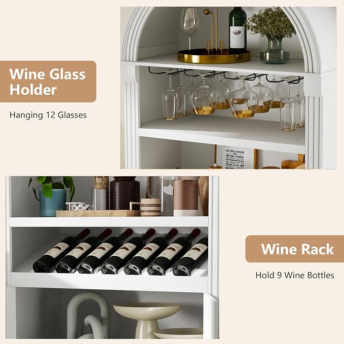 Vlsrka 71" Tall Arched Wine Bar Cabinet - Image 5