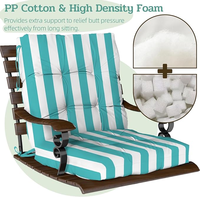 Outdoor Chair Cushions Set of 2, High Back Soft Seat Pad - Image 4