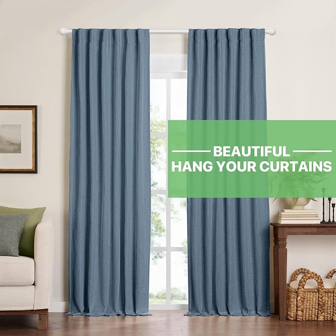 White Curtain Rods for Windows 48 to 84, Adjustable Curtain Rod Set - Image 2