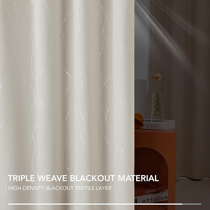 Deconovo Room Darkening Curtains, Light Beige Curtain, Thermal Insulated Noise - Image 5