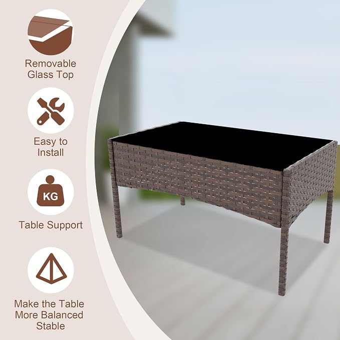 GarveeLife 4-Piece Patio Furniture Set, Rattan Outdoor Furniture - Image 7