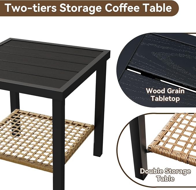 Aoxun 3-Piece Outdoor Rocking Bistro Set, Patio Furniture Set - Image 8