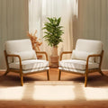 Bonnlo Fine Beige Accent Chairs Set of 2, Upholstered Mid Century Modern Lounge by Bonnlo