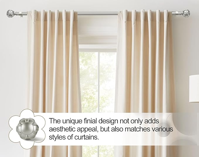 KAMANINA 1 Inch Curtain Rod Telescoping Single Drapery Rod 36 to 72 Inches - Image 3