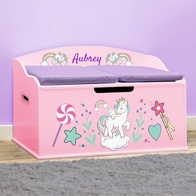DIBSIES Personalized Creative Wonders Toy Box, Unicorns & Rainbows, 30 x 19.25 - Image 2