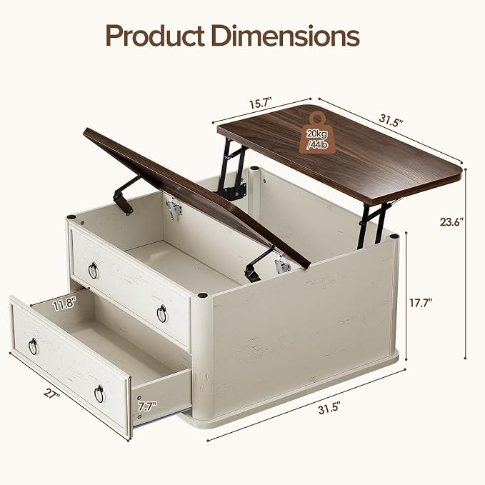 Memobarco 31.5" Lift Top Coffee Table - Image 2