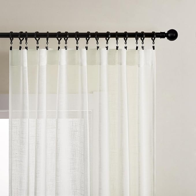 Joydeco Sheer Curtains 84 Inches Long, Cream Curtains - Image 2