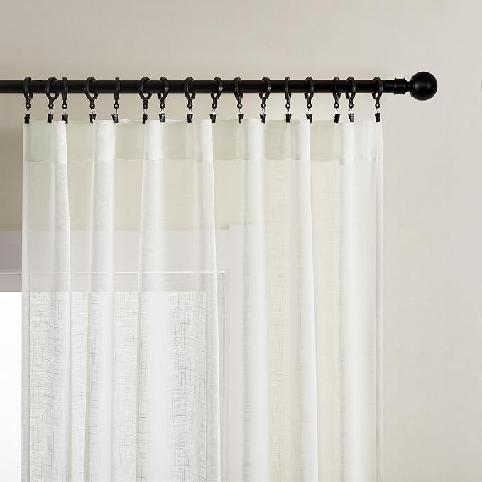 Joydeco Sheer Curtains 108 Inches Long, Cream Curtains - Image 2