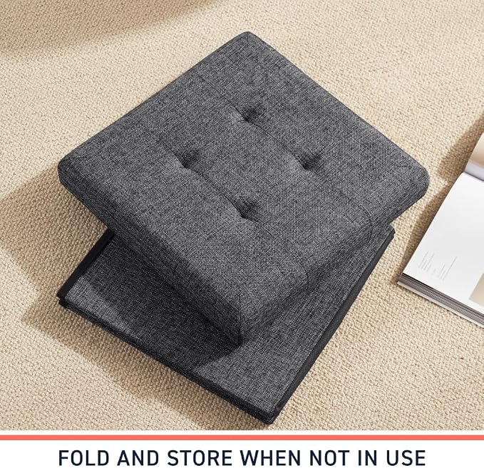 Ornavo Home 2 Pack 15 Inch Folding Storage Ottoman - Image 7