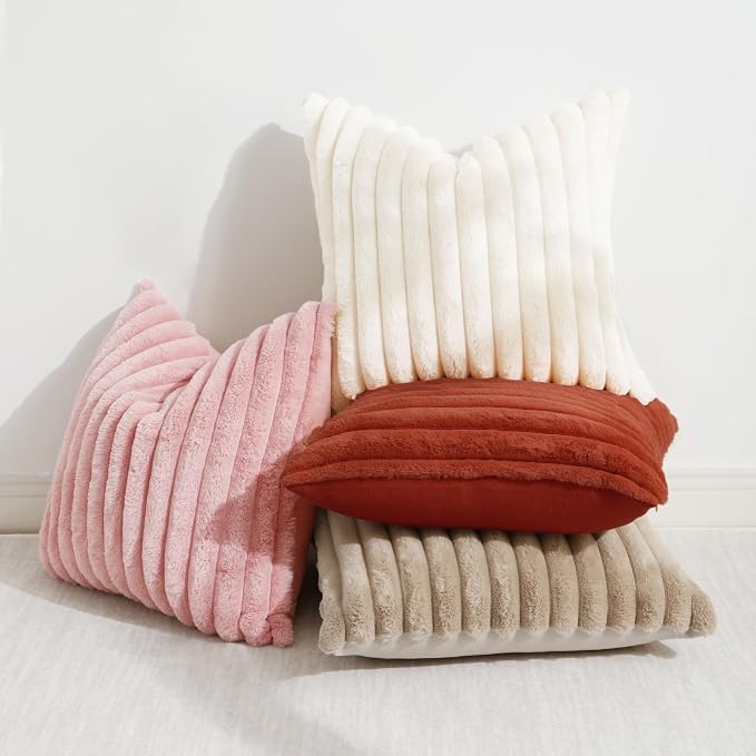 decorUhome Cozy Faux Fur Throw Pillow Covers 12x20 Set of 2 Decorative Soft - Image 4