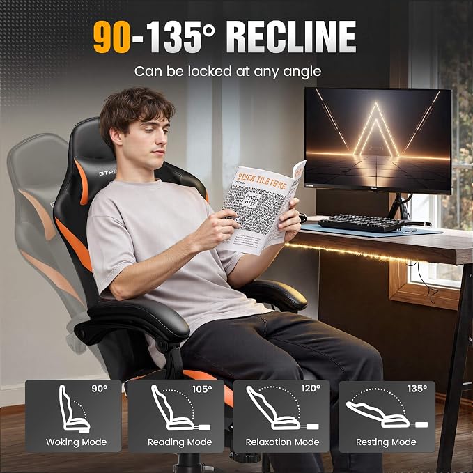 GTPLAYER Gaming Chair with Pocket Spring Cushion, Leather Office Chair with - Image 7