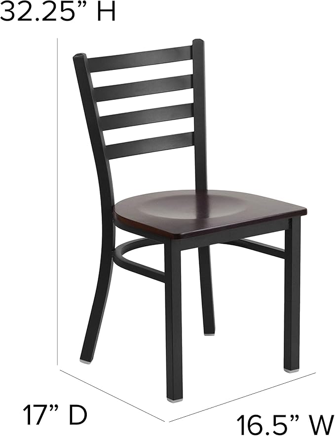 Flash Furniture HERCULES Series Black Ladder Back Metal Restaurant Chair - Image 3