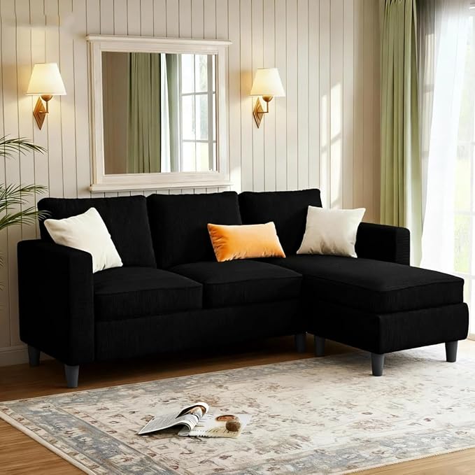 JAMFLY Couches for Living Room, 3-Seat Reversible Sectional Sofa by JAMFLY