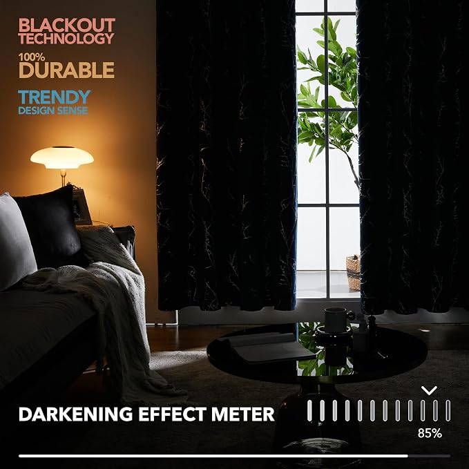 Deconovo Black Blackout Curtains, Thermal Insulated Soundproof Privacy Curtain - Image 6