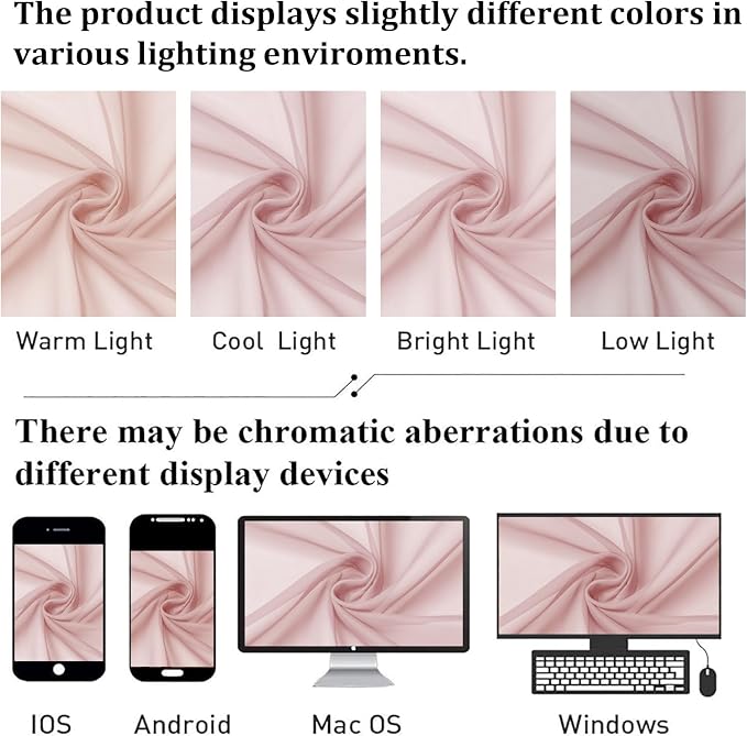 Lecloud Blush Pink Sheer Curtains 72 Inches Long 2 Panels, Lightweight Dual Rod - Image 6