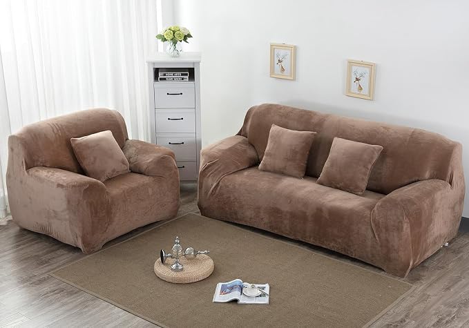 vctops 1-Piece Velvet Plush Stretch Chair Sofa Slipcover Soft Fuzzy Fluffy - Image 2