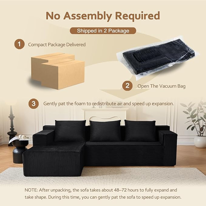 ANONER Corner Modular Sectional Sofa, Modern L-Shaped Boneless Cloud Couch - Image 6