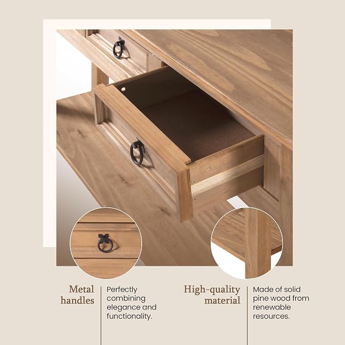 Furniture Dash Solid Wood Hall Table Console 47.9" W, 12.6" D, 28.8" H - Image 4