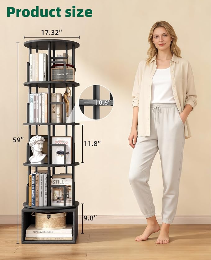 Kalrin 5 Tier Rotating Bookshelf - Image 2