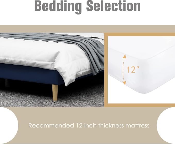 AGARTT Upholstered Platform Bed Frame King Size - Image 6