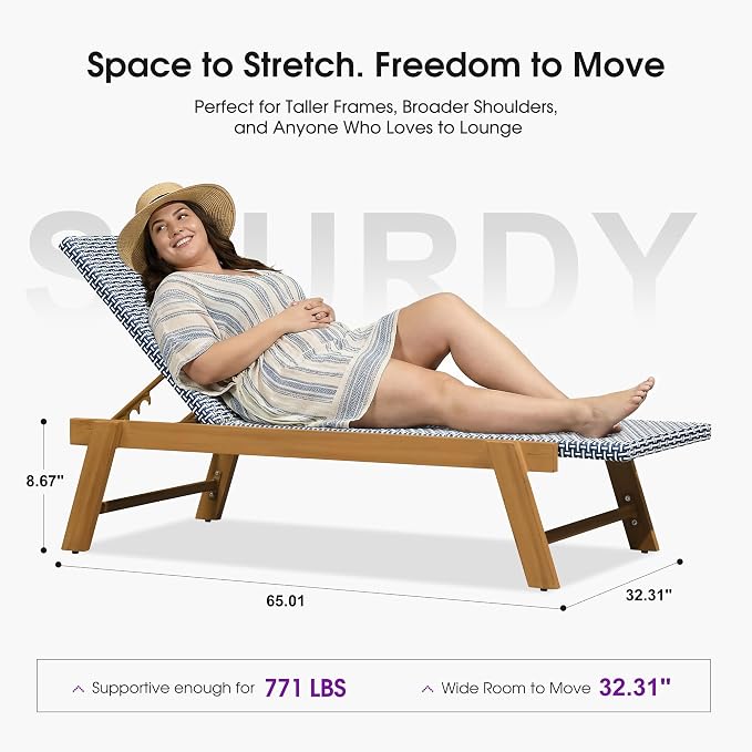 PURPLE LEAF Extra Large Patio Chaise Lounge 2 Pieces French Outdoor Wicker - Image 2