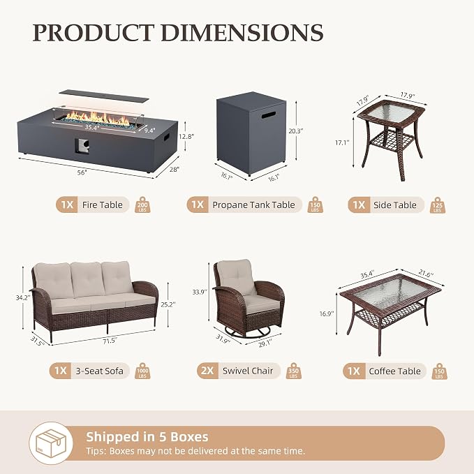 UPHA 7 Pieces Patio Furniture Set - Image 2