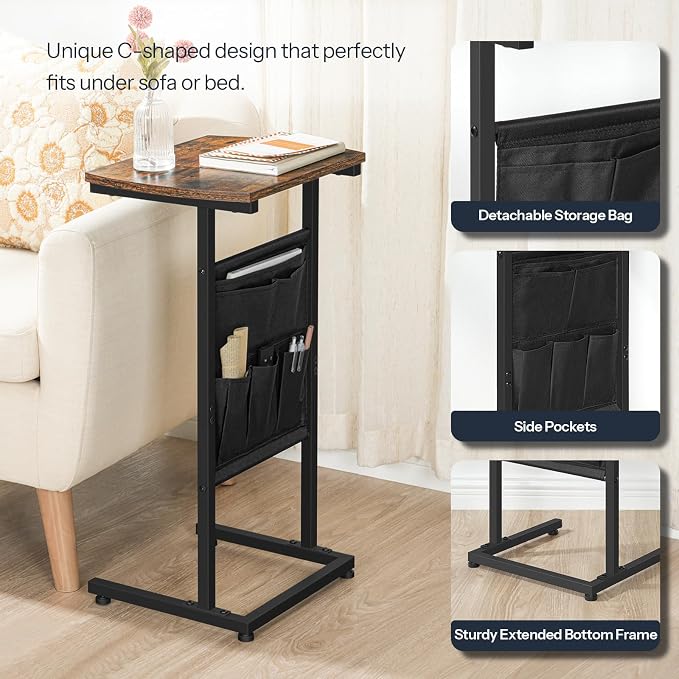 HOOBRO C Shaped End Table, 28.3" Side Table - Image 4