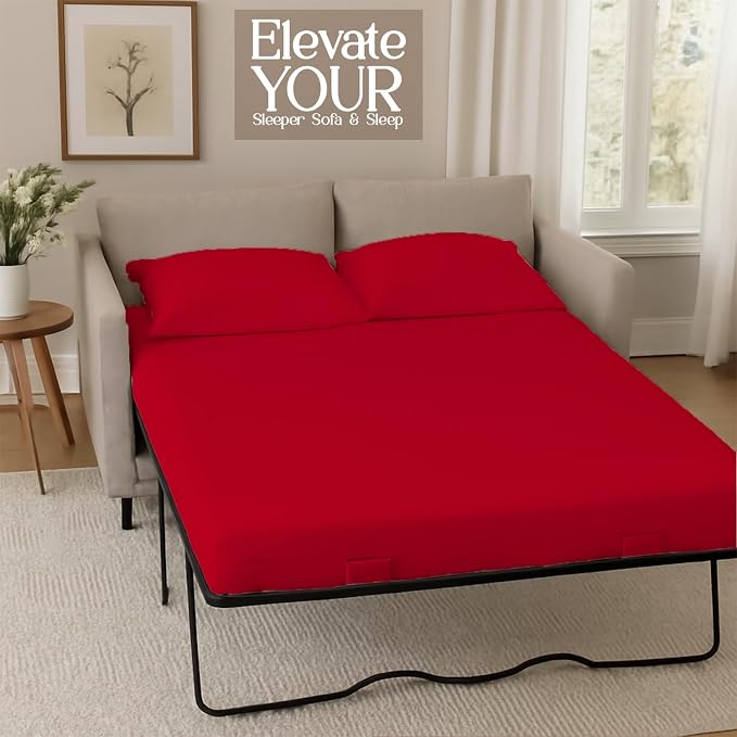 Sleeper Sofa Bed Sheet, 100% Cotton 400 Thread Count, 4 Piece Set, Deep Pocket - Image 4