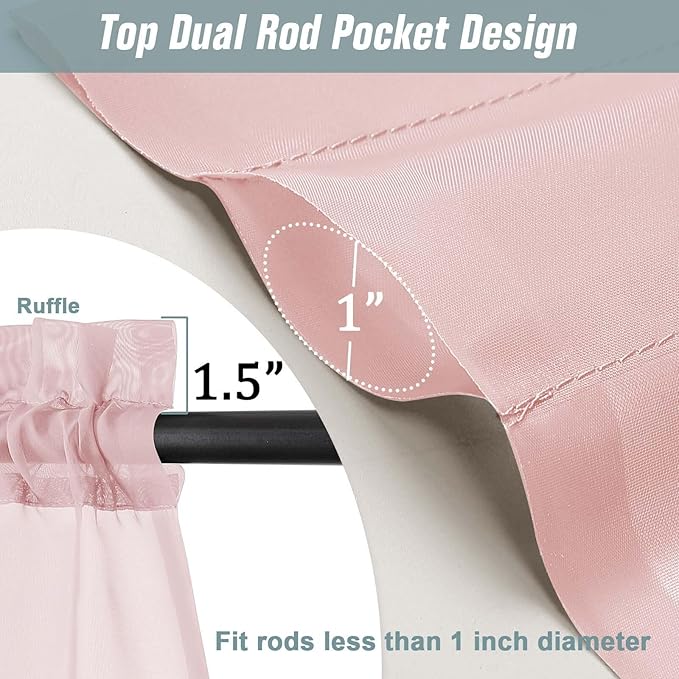 Blush Pink Sheer Curtains 84 Inches Long 2 Panels, Elegant Airy Transparent - Image 3