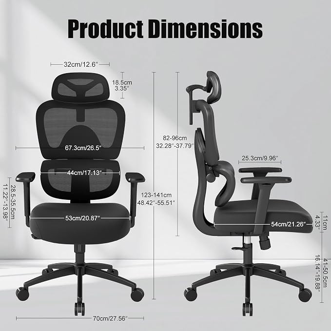 Ergonomic Office Chair with Adjustable Lumbar Support, 3D Arms and Headrest - Image 2