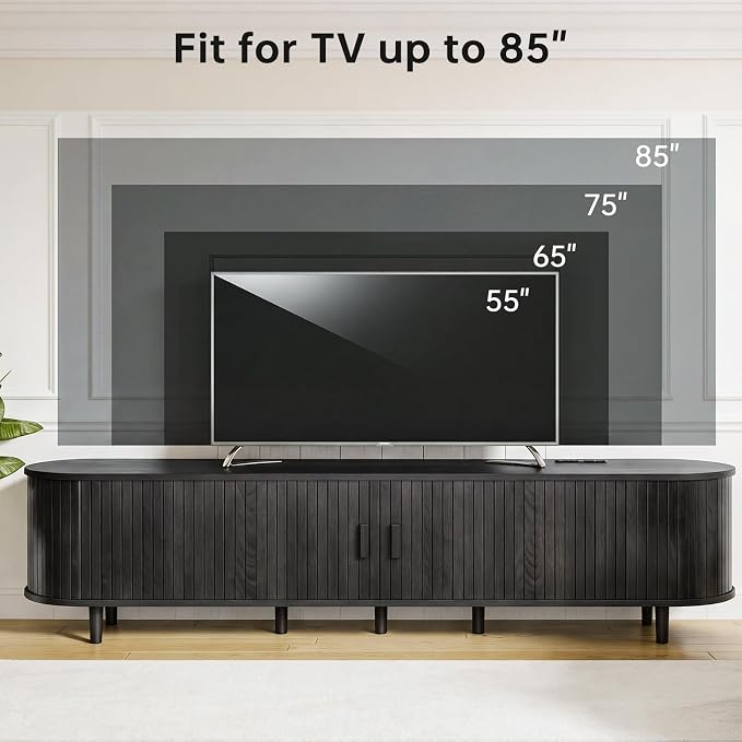 80" Mid Century Modern TV Stand, Wood TV Consoles - Image 7