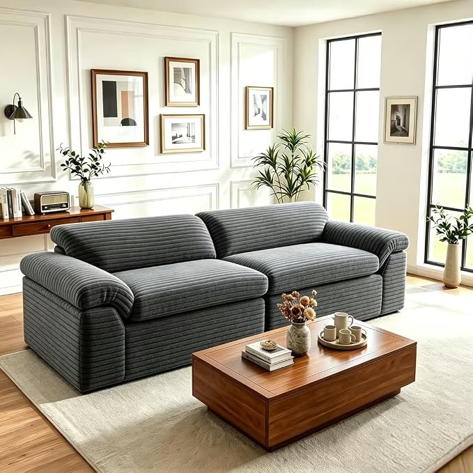 Vesgantti 118" Modular Sectional Couch, Comfy Corduroy Upholstered Cloud Couches by Vesgantti