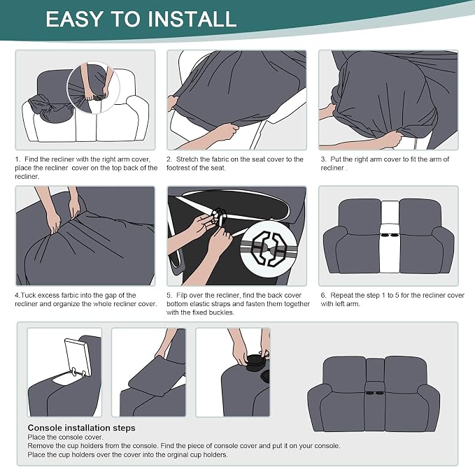 Ruaozz Stretch Loveseat Recliner Covers - Image 6