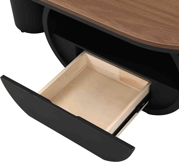 Modern Oval Coffee Table, 47.24" Brown Wood Top Coffee Table - Image 7