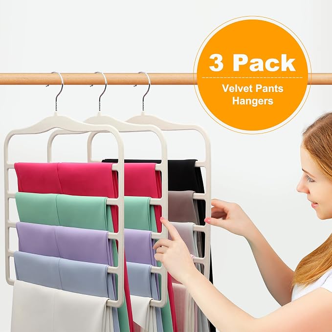Closet Organizers and Storage, 3 Pack Velvet Pants-Hangers-Space-Saving - Image 2