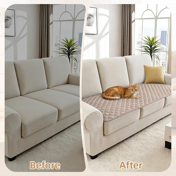 Dog Couch Cover for Sofa 100% Waterproof Faux Linen Sofa Covers for 3 Cushion - Image 7