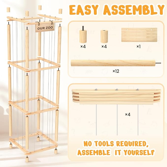 Woodure Stuffed Animal Storage & Organizer, Wooden Cute Zoo Toy Holder - Image 6