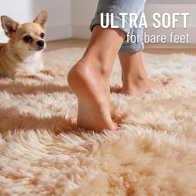 OLANLY Area Rugs for Living Room Bedroom, Machine Washable 4x5.9 ft Soft Fluffy - Image 4