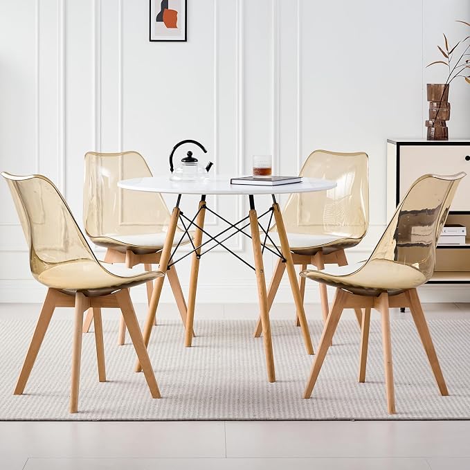 5-Piece Round Dining Table Set, Small Kitchen Table Chairs Set of 4 Space by LECAFURHL
