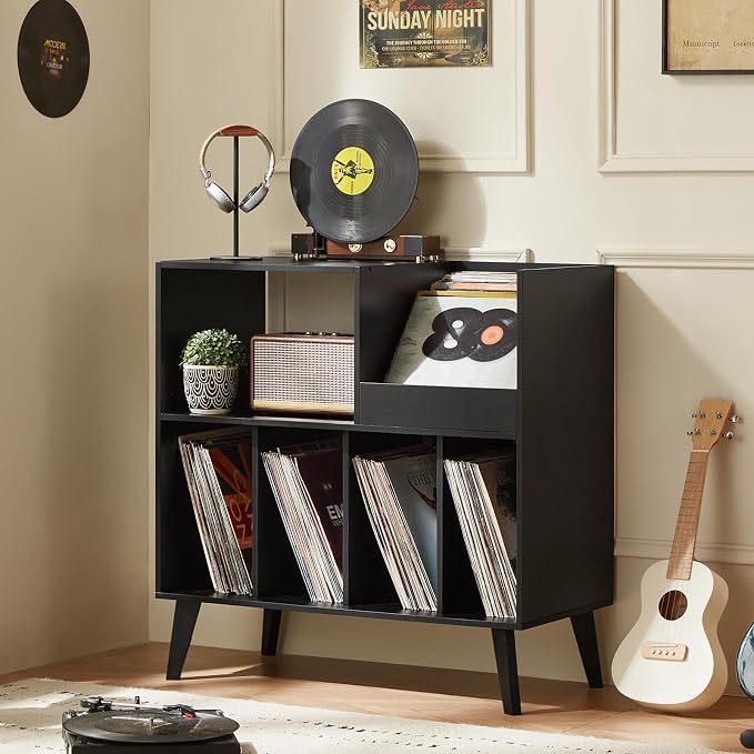 LELELINKY Large Record Player Stand, Turntable Stand by LELELINKY