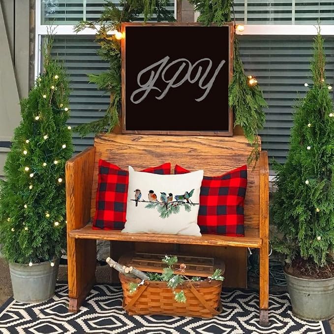 RABUSOFA Christmas Outdoor Pillow Covers Waterproof 18x18 Inch Birds Christmas - Image 3