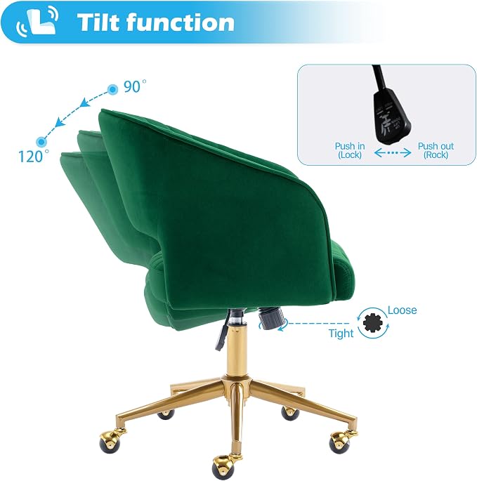 Home Office Chair Swivel Velvet Desk Chair Accent Armchair Upholstered Modern - Image 5