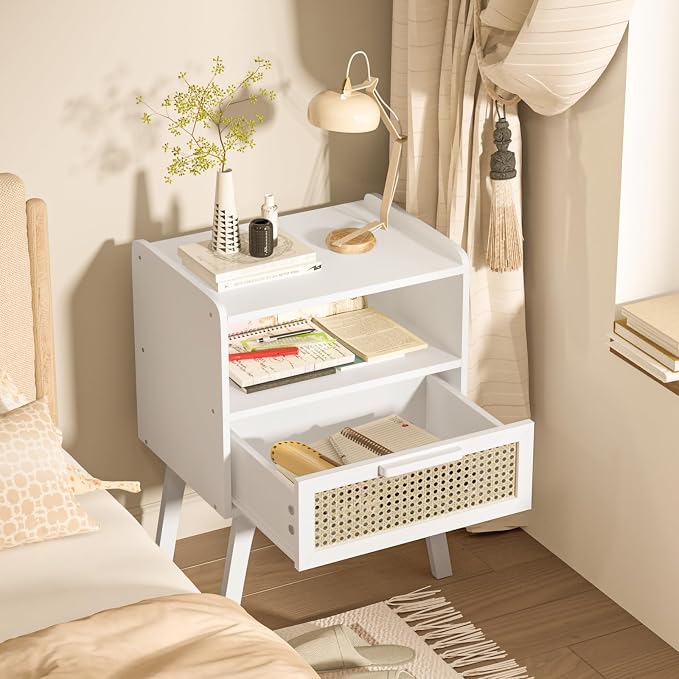 Lerliuo Rattan Nightstand, Bedside Table - Image 2