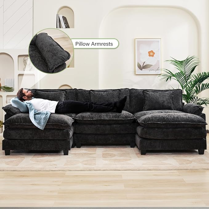 Oprisen 120" Modular Sectional Sofa, Comfy Cloud Couch Sectional Sofa - Image 4