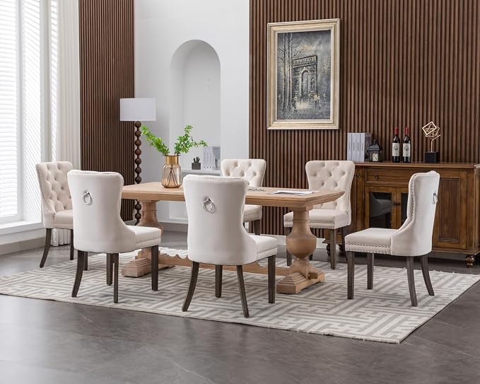 KCC Velvet Dining Chairs Set of 6, Upholstered High-end Tufted Dining Room Chair - Image 11